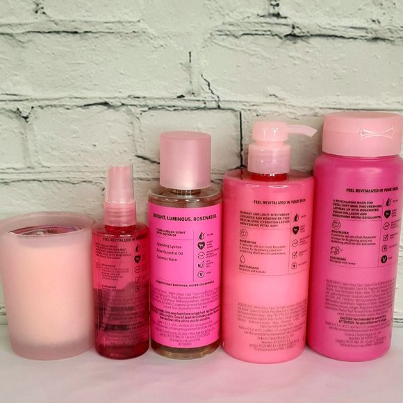 VICTORIA'S SECRET PINK ROSEWATER REVITALIZE BODY CARE 5-PIECE SET NEW - Picture 3 of 16